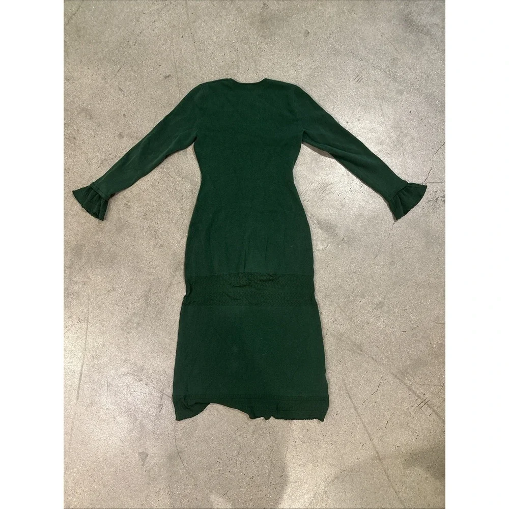 STAUD Dress Green Sz S Marylebone Puff Sleeve Sally Wu Prolo SAMPLE Cozy Sweater - Picture 4 of 13